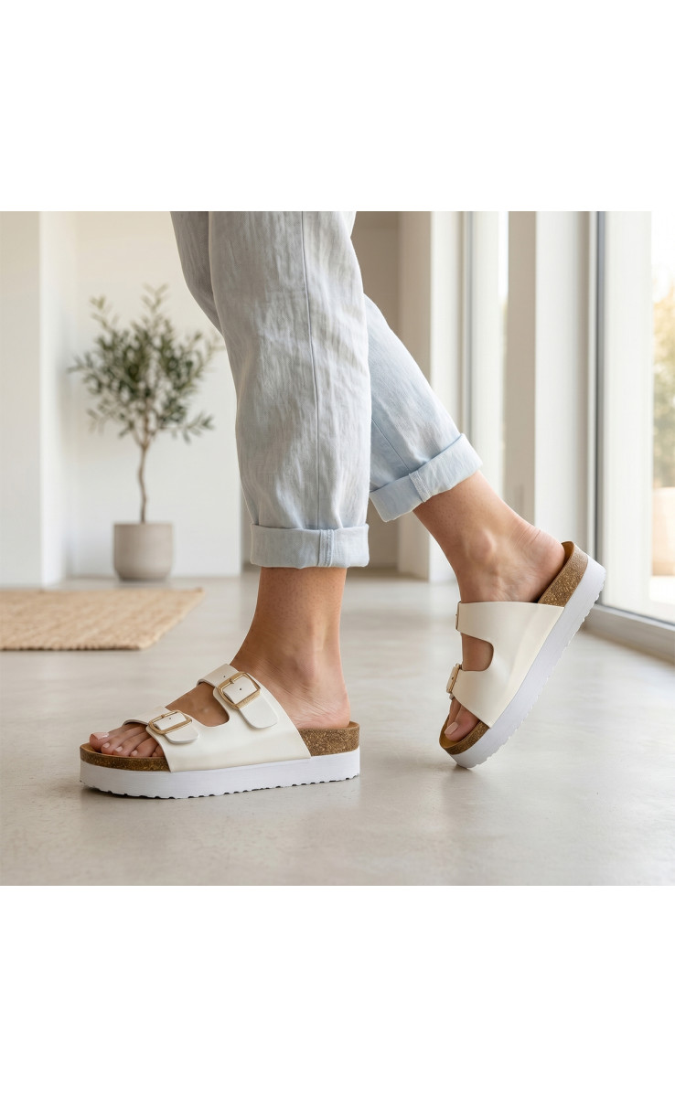 Σανδάλια Flatform με Διπλές Τόκες
