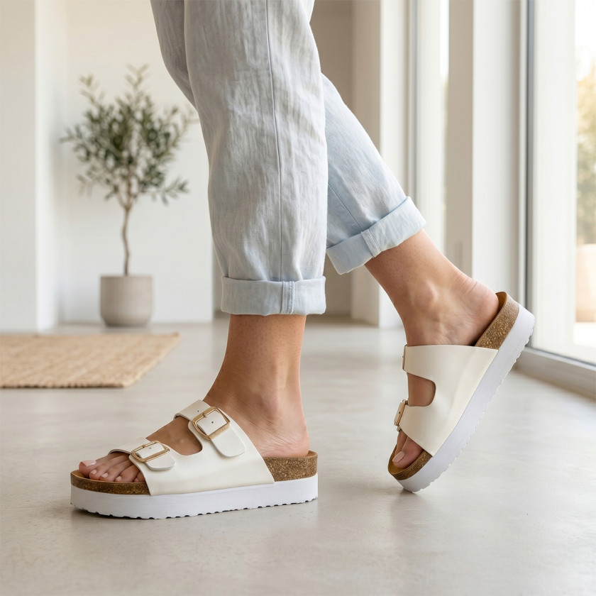 Σανδάλια Flatform με Διπλές Τόκες