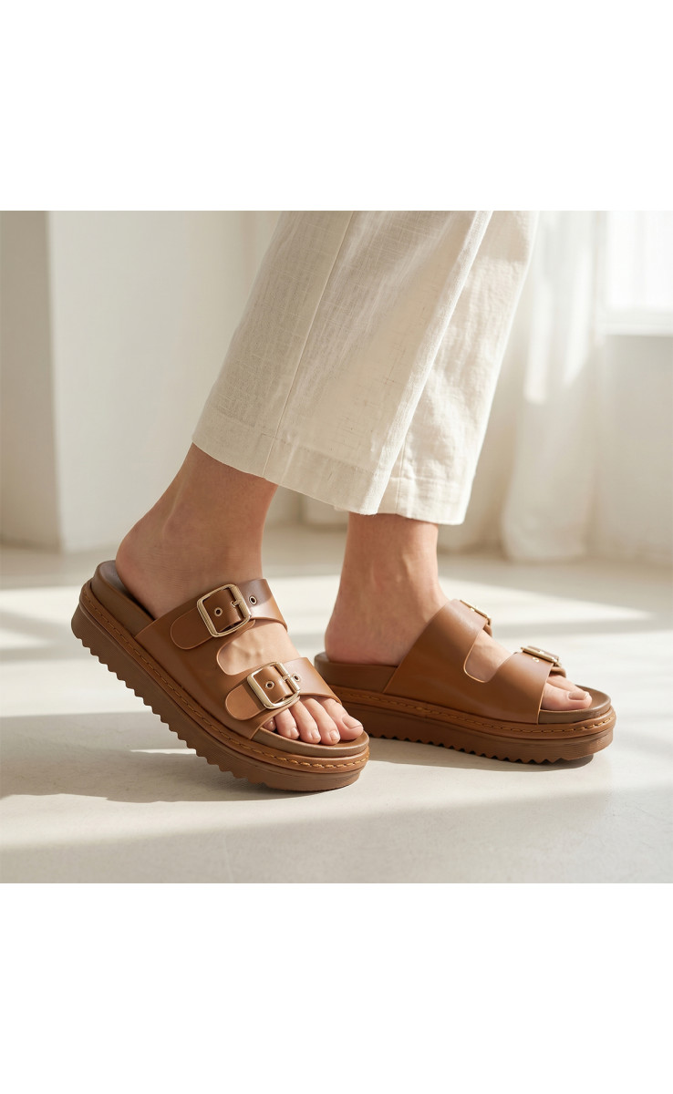Σανδάλια Flatform με Διπλή Τόκα