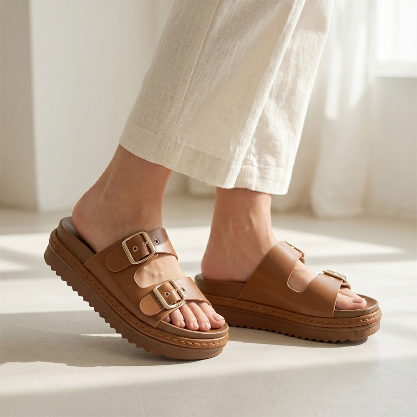 Σανδάλια Flatform με Διπλή Τόκα