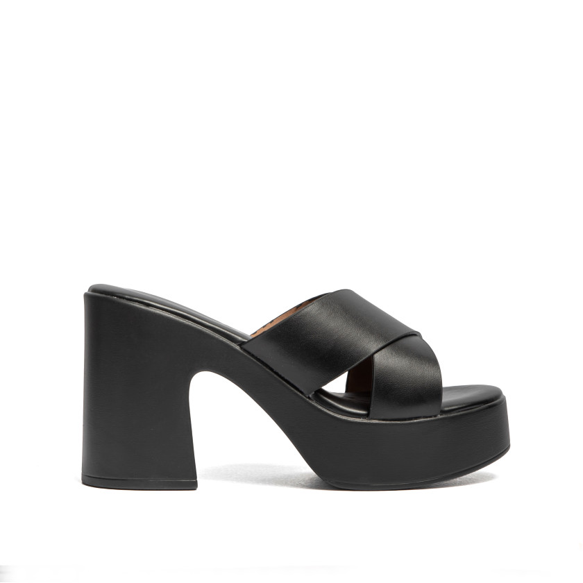 Mules Flatform με Χιαστί Λουράκια