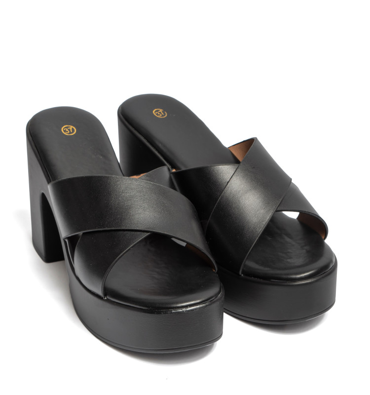 Mules Flatform με Χιαστί Λουράκια