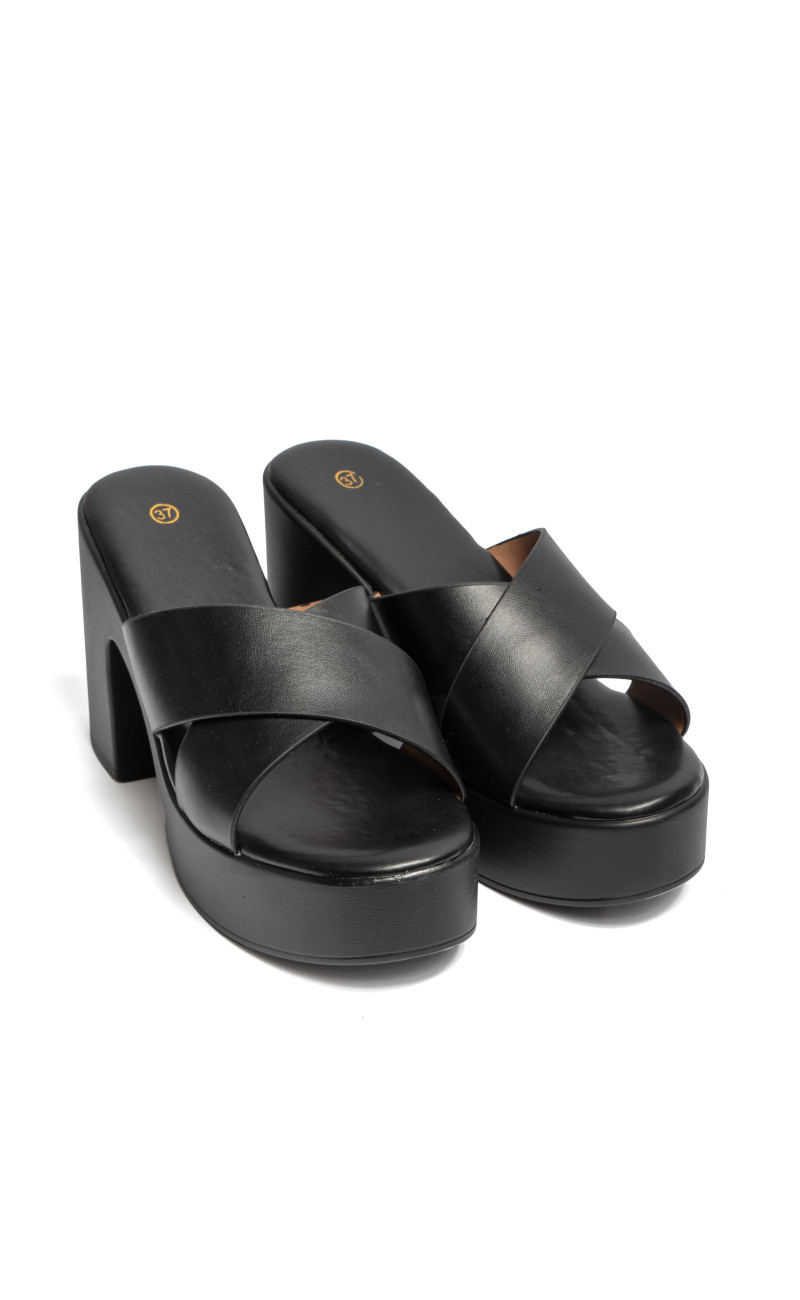 Mules Flatform με Χιαστί Λουράκια