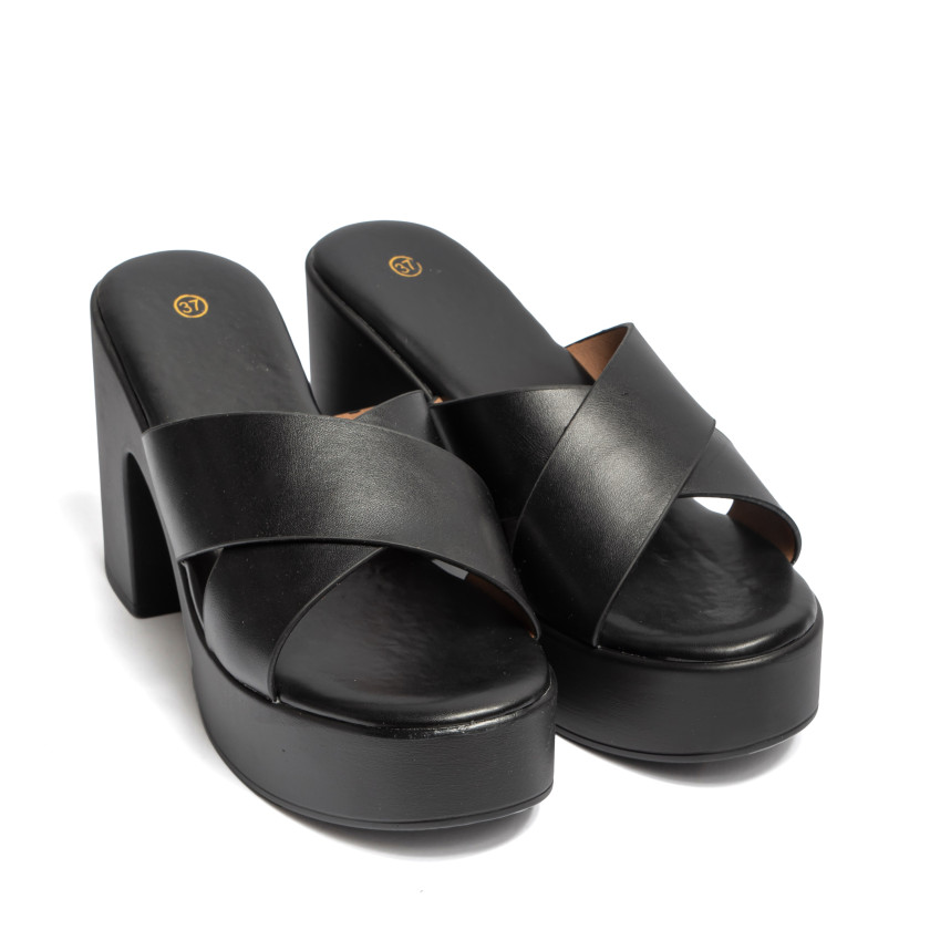 Mules Flatform με Χιαστί Λουράκια
