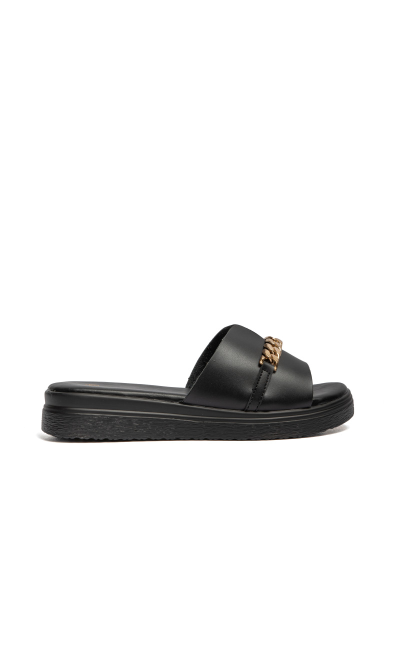 Σανδάλια Flatform με Διακοσμητική Αλυσίδα