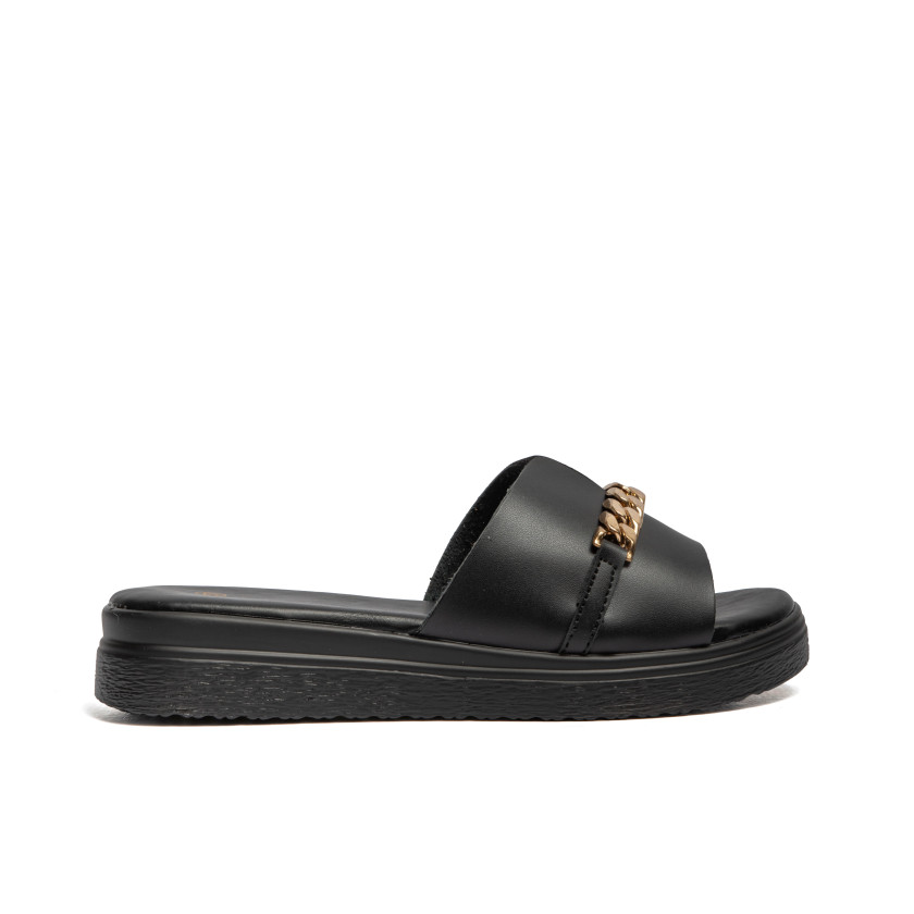 Σανδάλια Flatform με Διακοσμητική Αλυσίδα