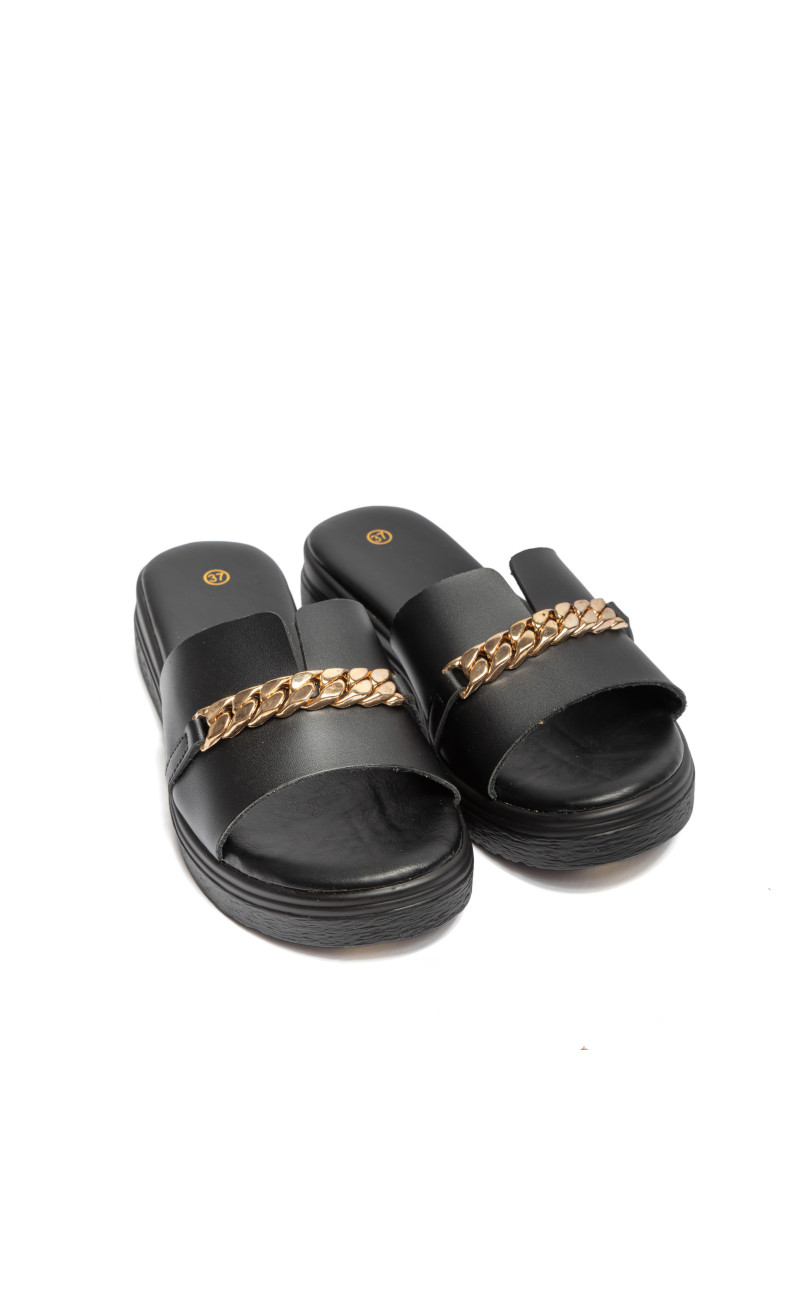 Σανδάλια Flatform με Διακοσμητική Αλυσίδα