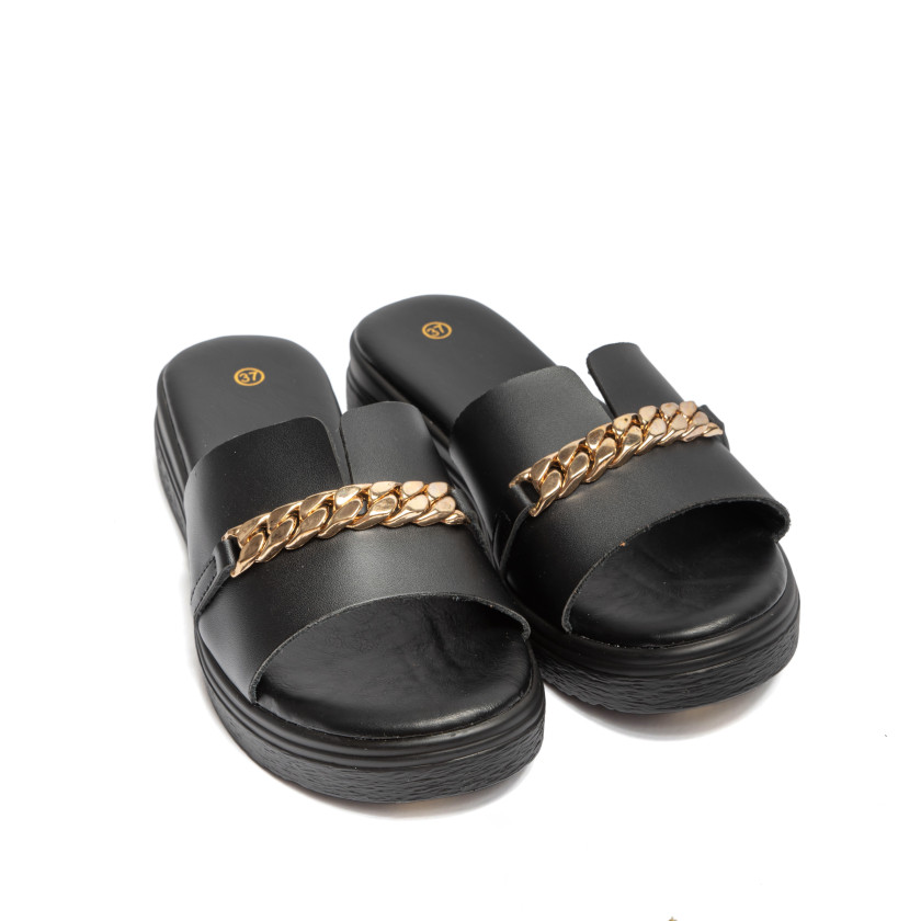 Σανδάλια Flatform με Διακοσμητική Αλυσίδα