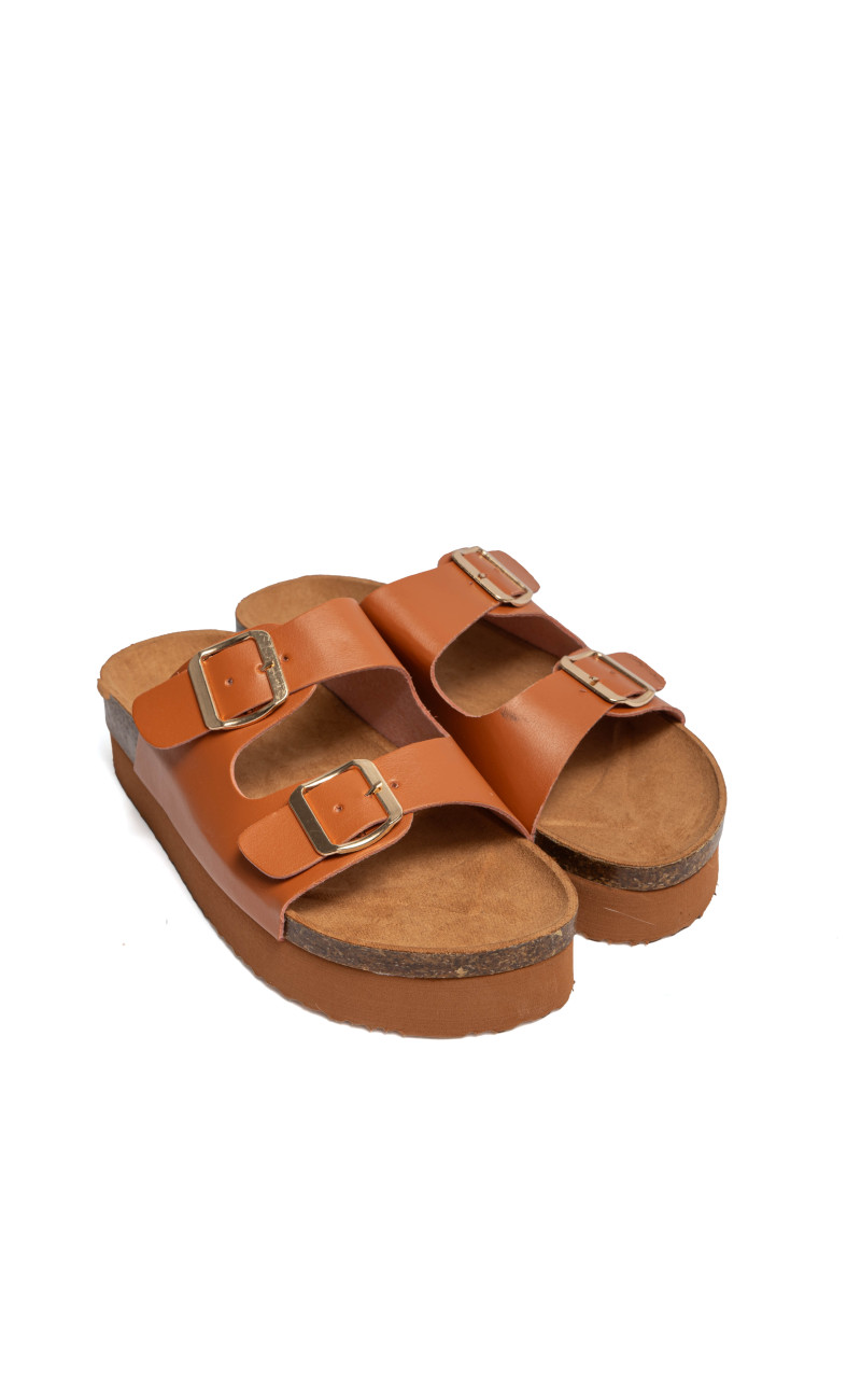 Σανδάλια Flatform με Διπλές Τόκες