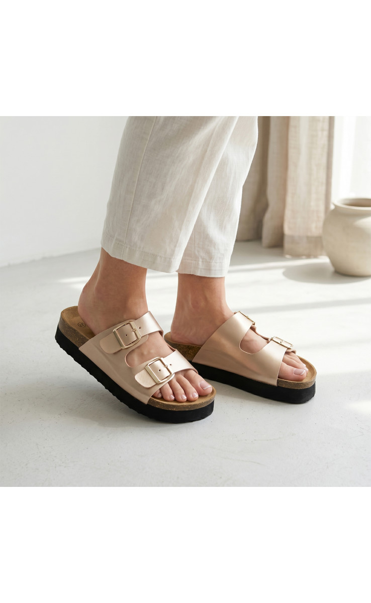 Σανδάλια Flatform με Διπλές Τόκες