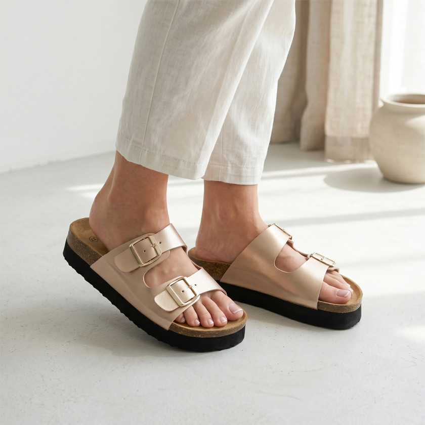 Σανδάλια Flatform με Διπλές Τόκες