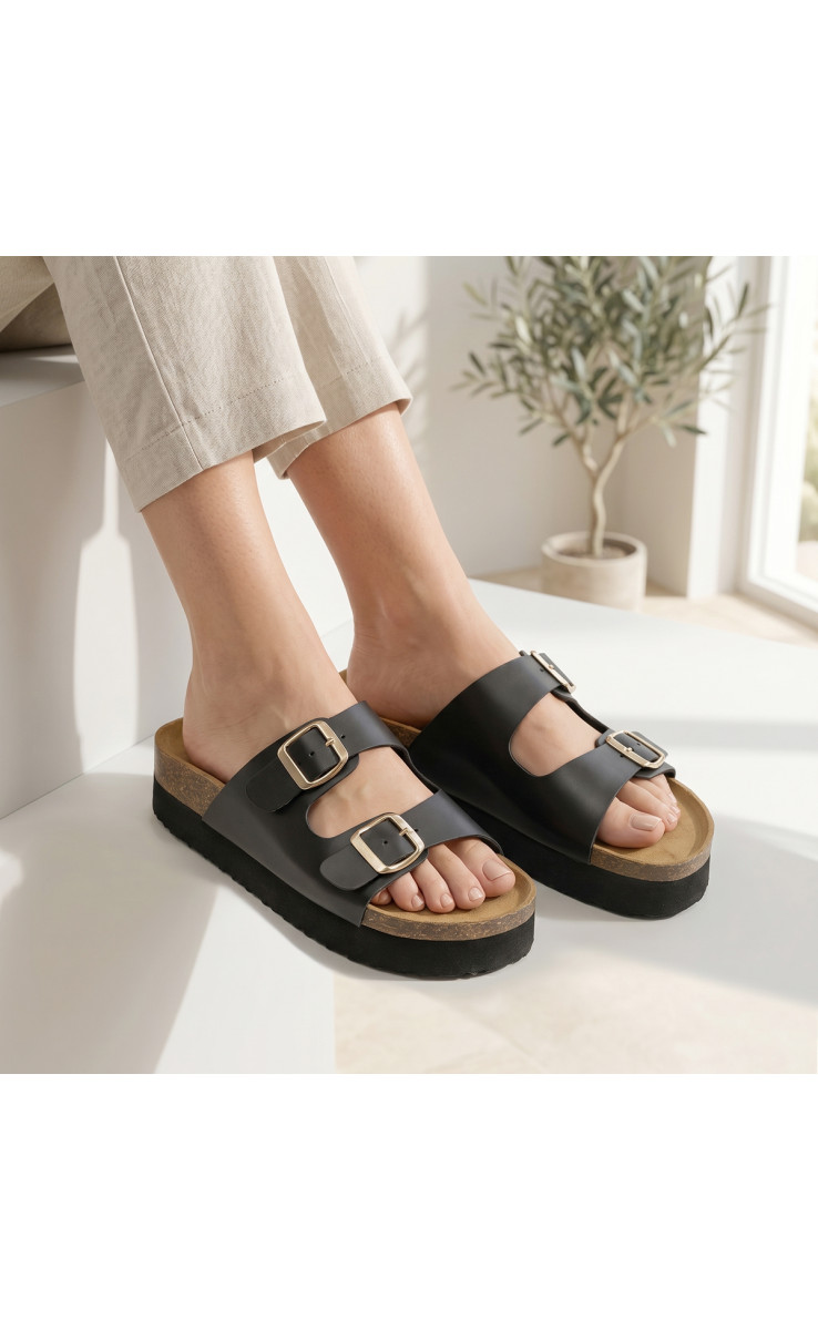 Σανδάλια Flatform με Διπλές Τόκες