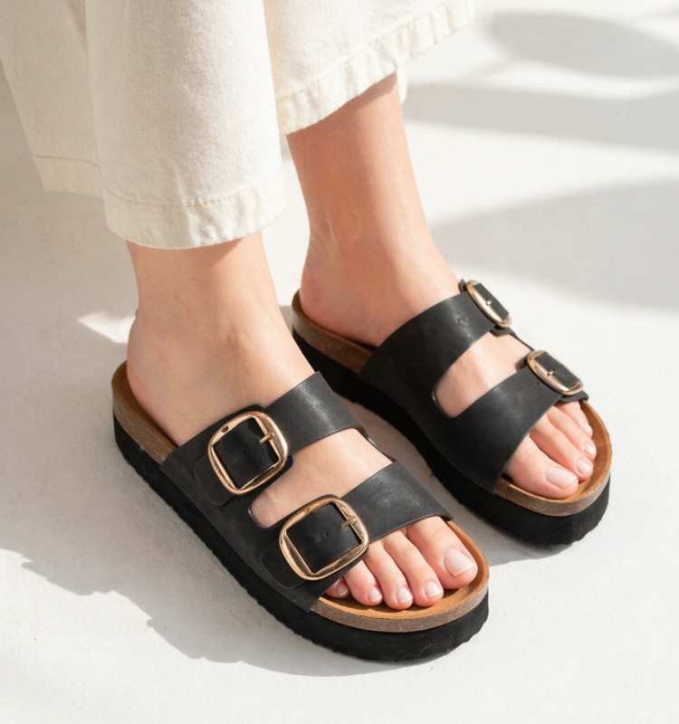 Σανδάλια Flatform με Διπλές Τόκες