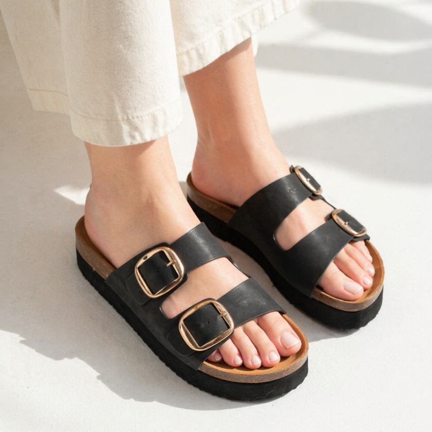 Σανδάλια Flatform με Διπλές Τόκες