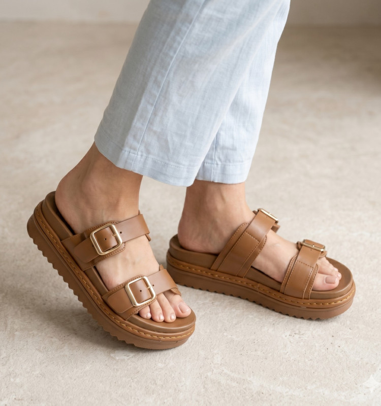 Σανδάλια Flatform με Διπλές Τόκες