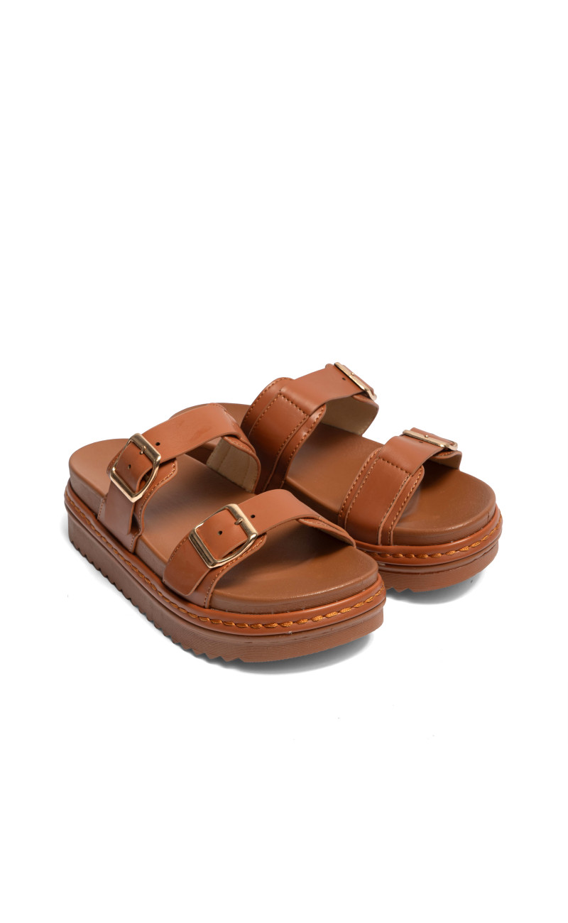 Σανδάλια Flatform με Διπλές Τόκες