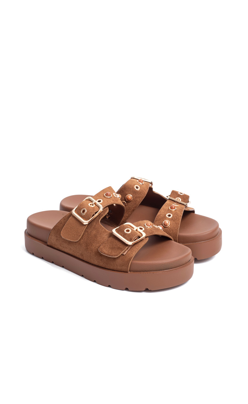 Σανδάλια Flatform με Διπλές Τόκες & Τρουκς