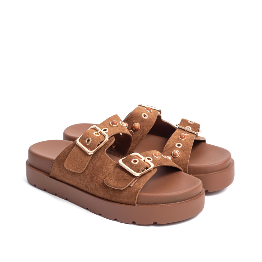 Σανδάλια Flatform με Διπλές Τόκες & Τρουκς