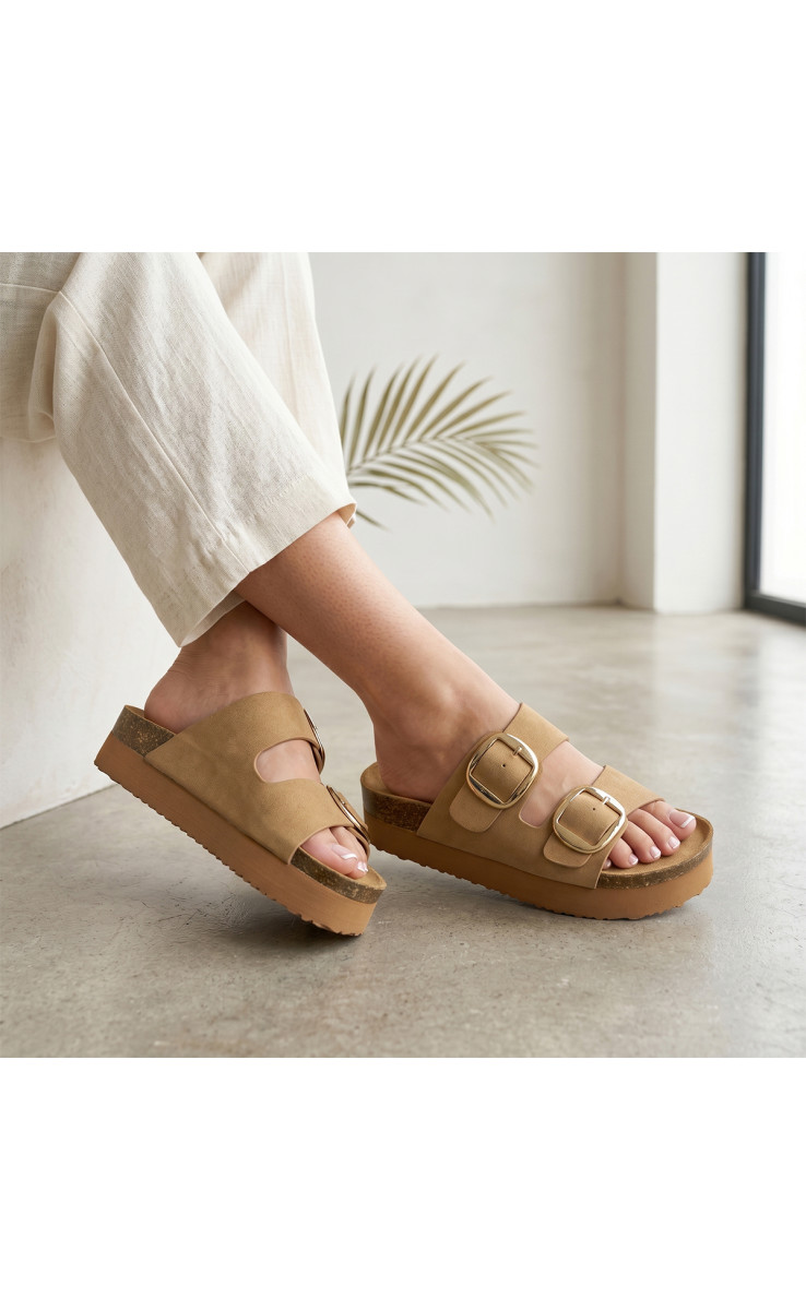 Σανδάλια Flatform με Διπλές Τόκες