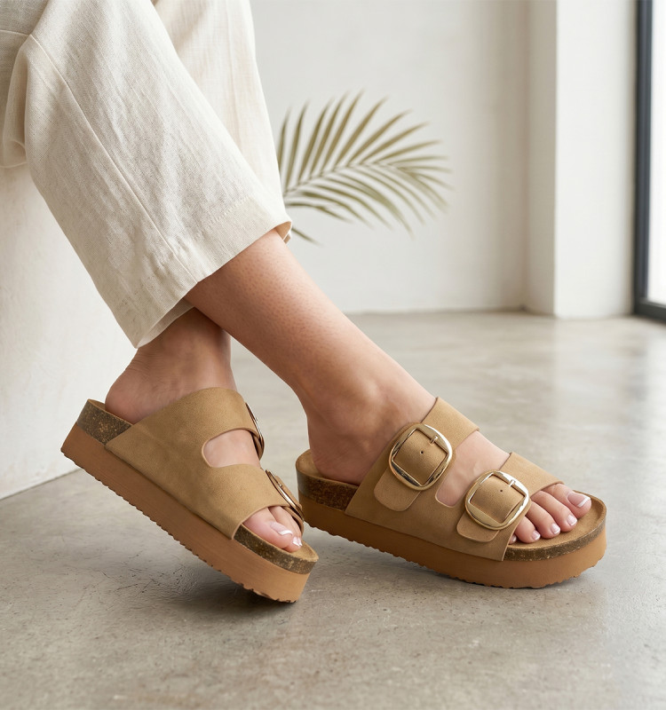 Σανδάλια Flatform με Διπλές Τόκες