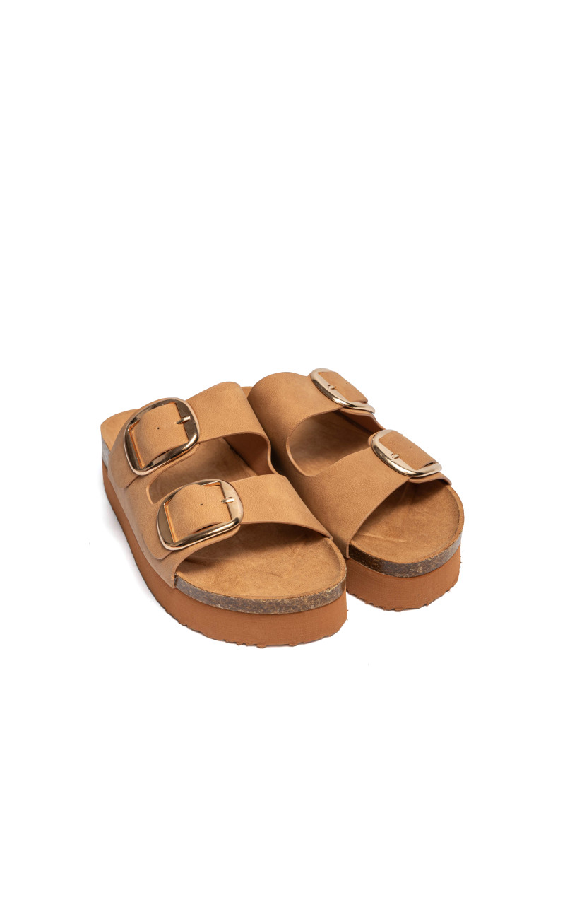 Σανδάλια Flatform με Διπλές Τόκες