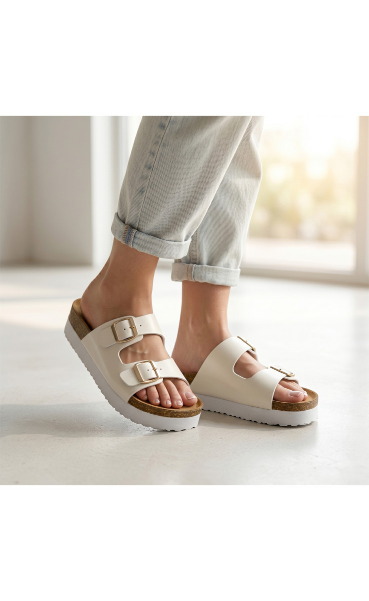 Σανδάλια Flatform με Διπλές Τόκες