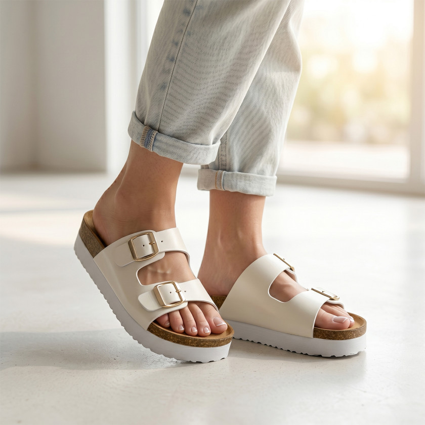 Σανδάλια Flatform με Διπλές Τόκες