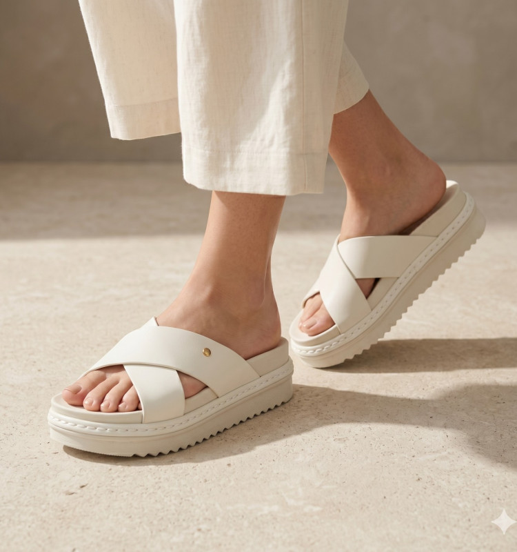 Σανδάλια Flatform με Χιαστί Λουράκια