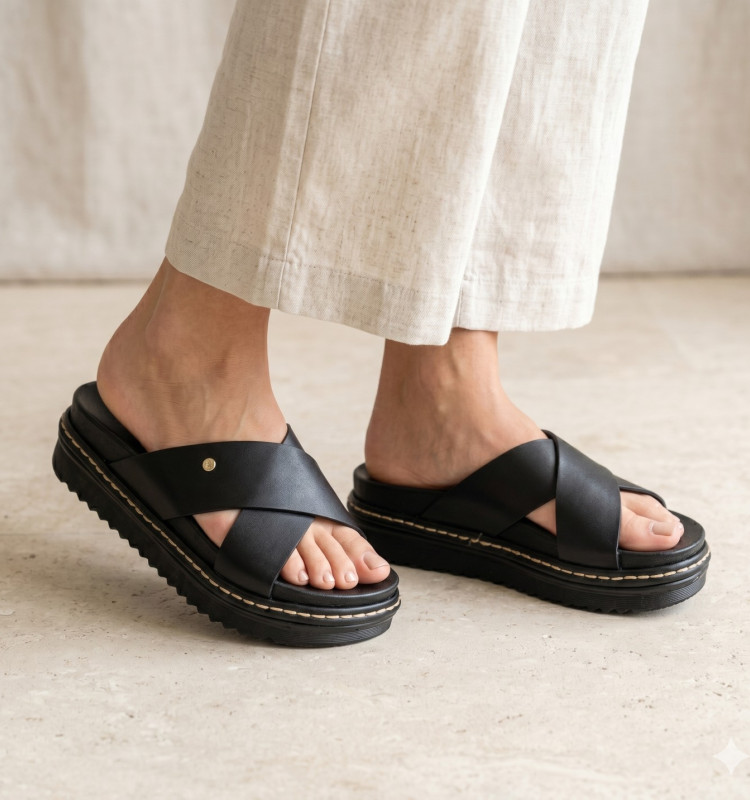 Σανδάλια Flatform με Χιαστί Λουράκια