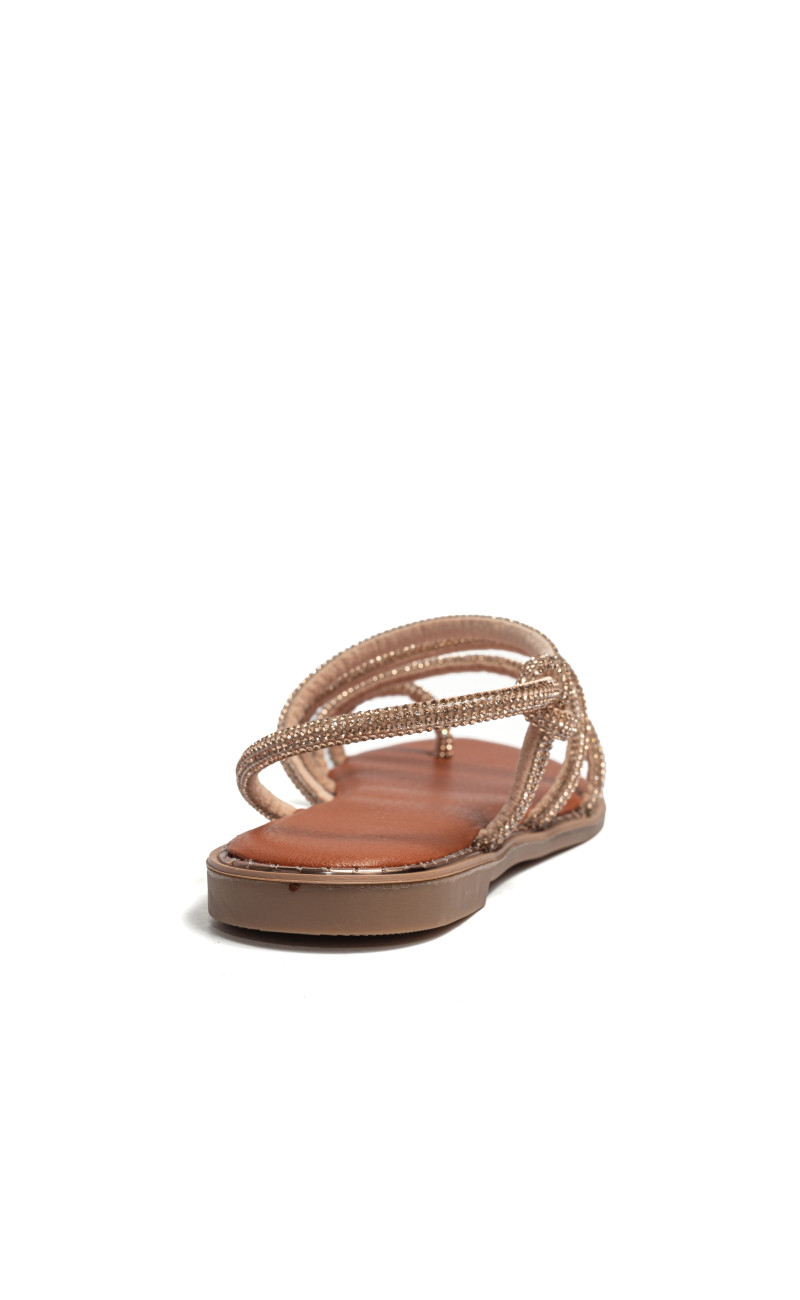 Flat Σανδάλια με Λοξό Λουράκι & Strass