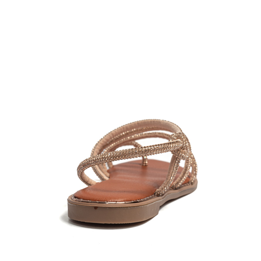 Flat Σανδάλια με Λοξό Λουράκι & Strass