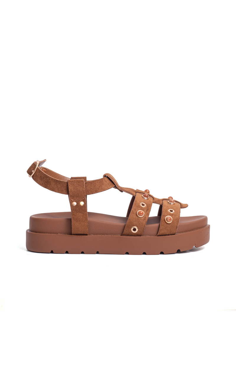 Σανδάλια Flatform με Ανοίγματα στο Πλάι & Τρουκς