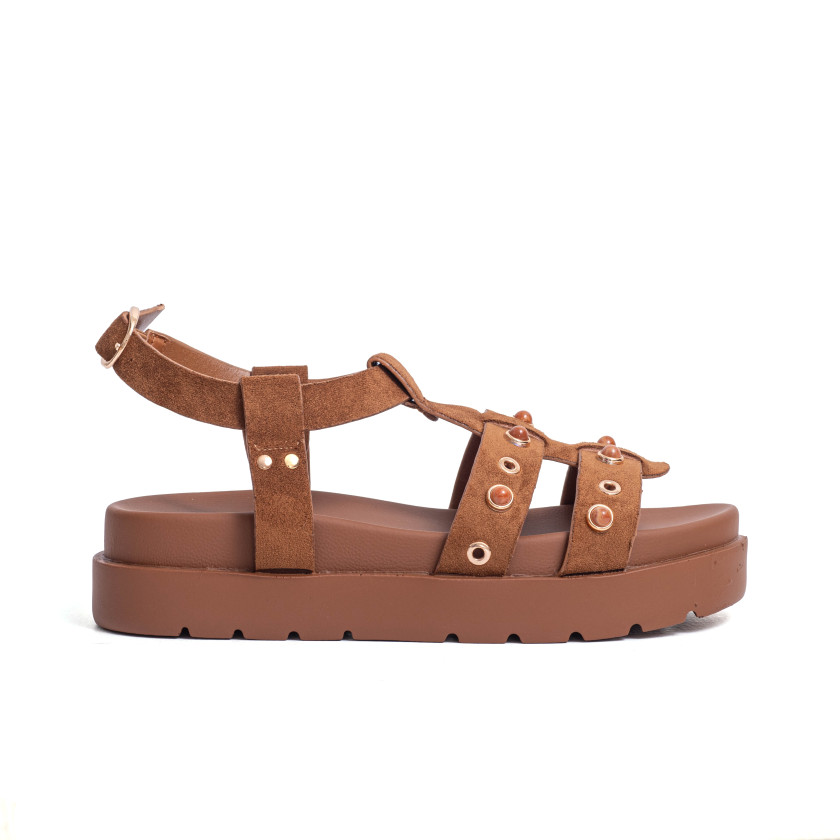 Σανδάλια Flatform με Ανοίγματα στο Πλάι & Τρουκς