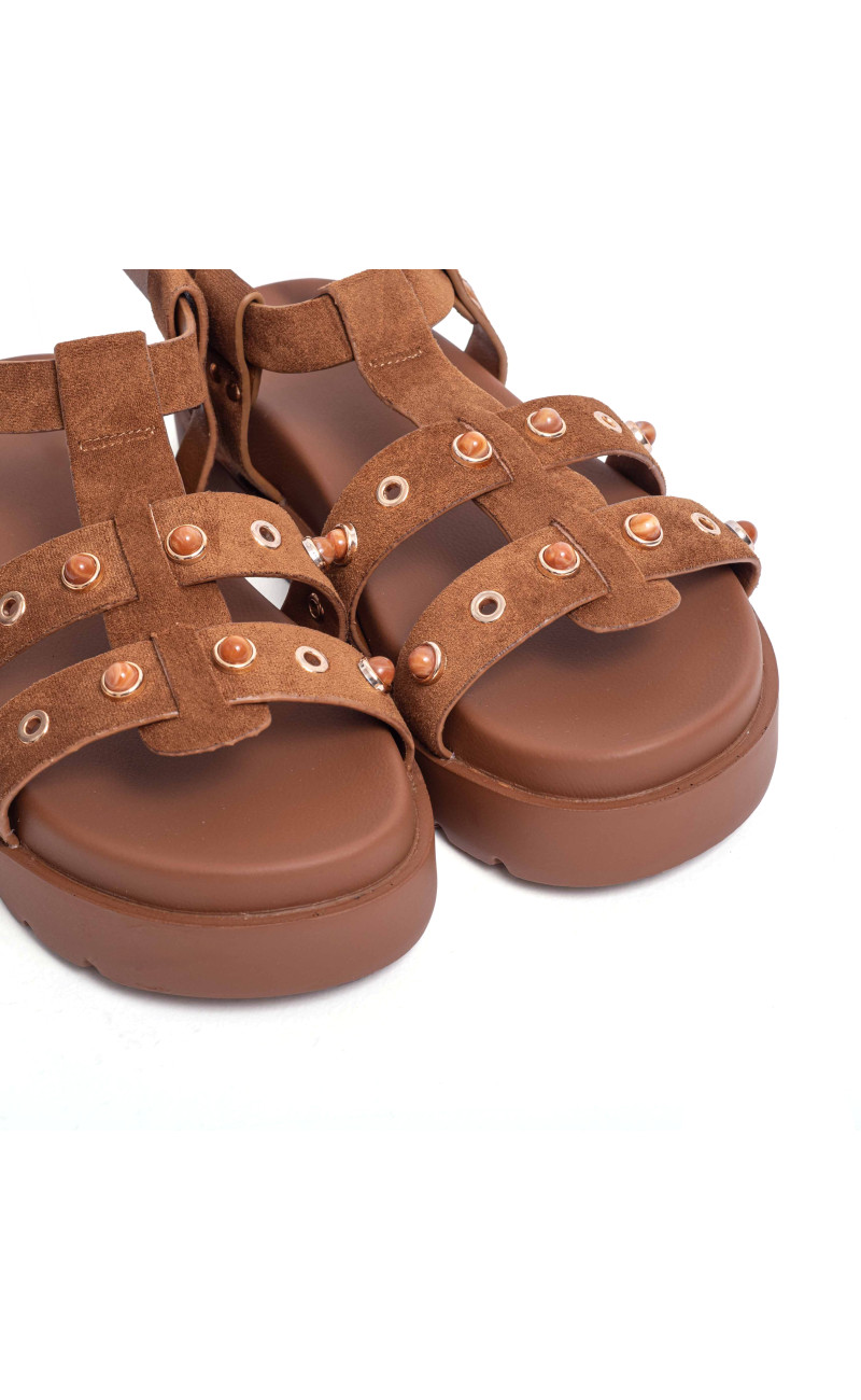 Σανδάλια Flatform με Ανοίγματα στο Πλάι & Τρουκς
