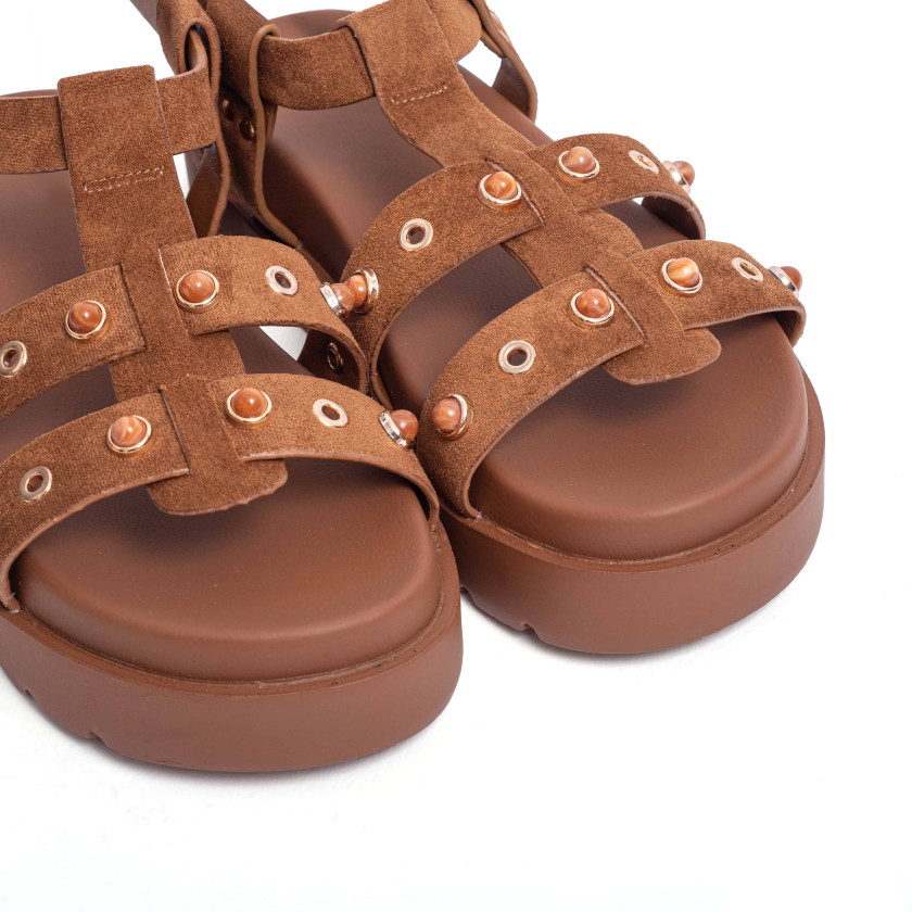 Σανδάλια Flatform με Ανοίγματα στο Πλάι & Τρουκς