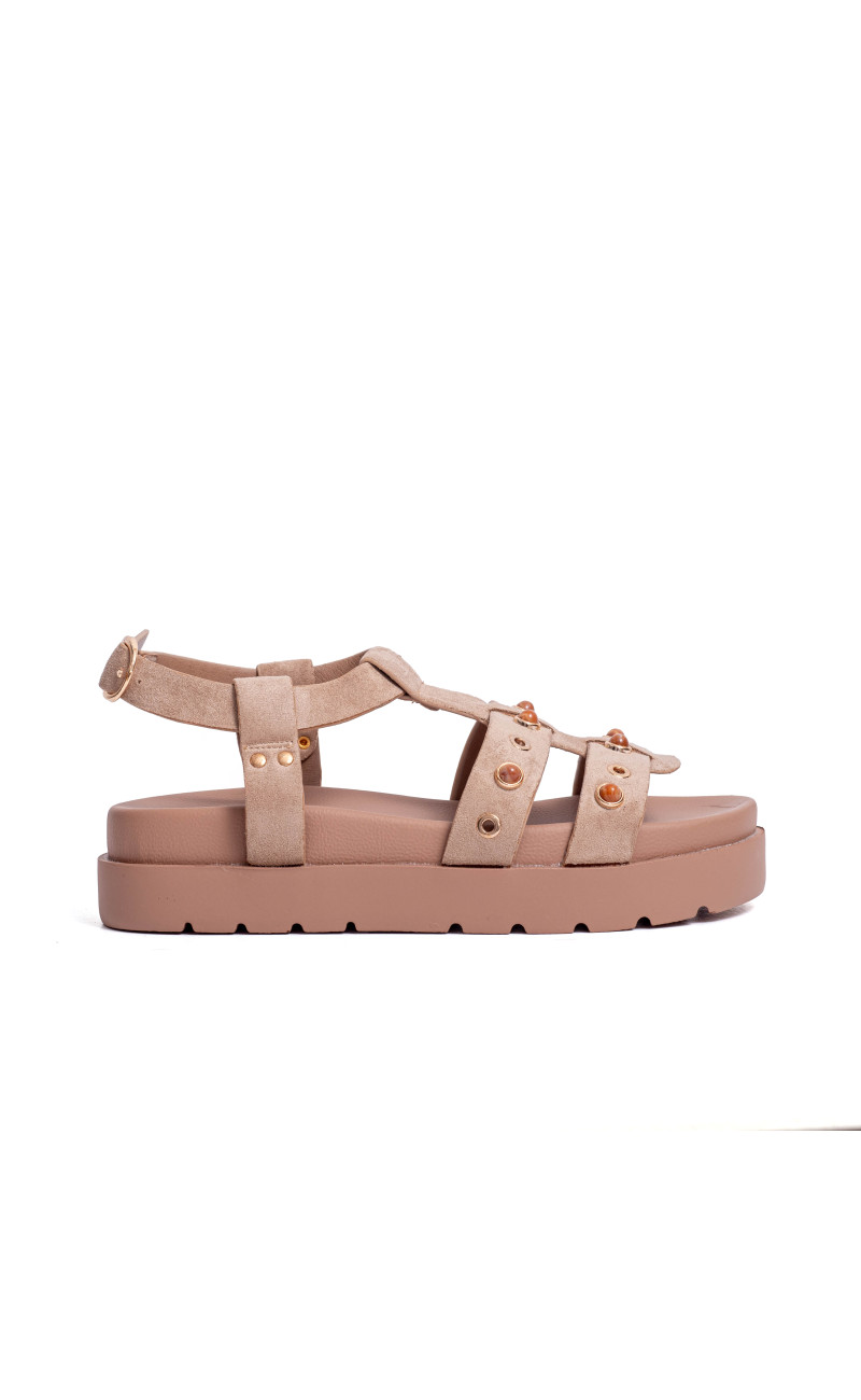 Σανδάλια Flatform με Ανοίγματα στο Πλάι & Τρουκς
