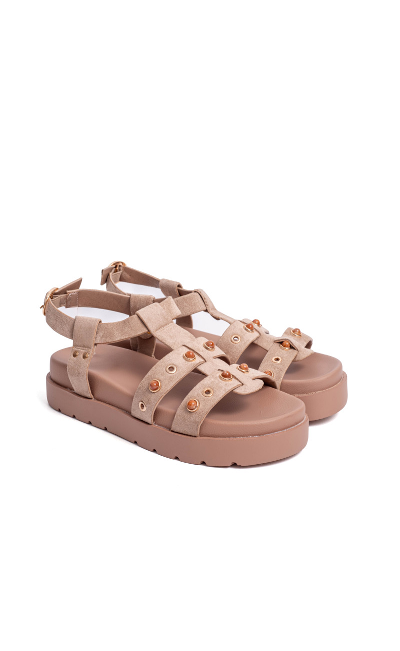 Σανδάλια Flatform με Ανοίγματα στο Πλάι & Τρουκς