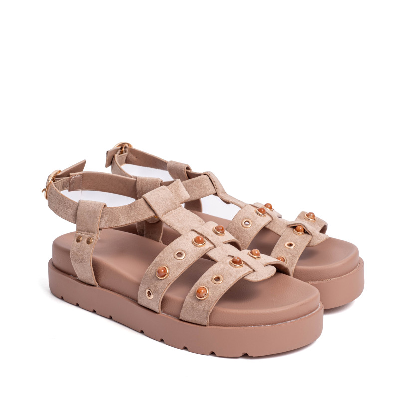 Σανδάλια Flatform με Ανοίγματα στο Πλάι & Τρουκς