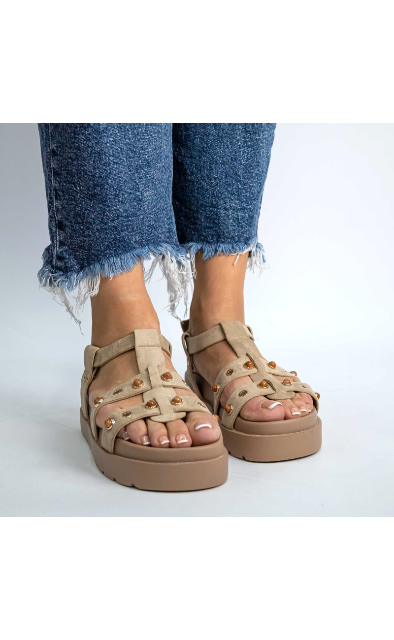 Σανδάλια Flatform με Ανοίγματα στο Πλάι & Τρουκς