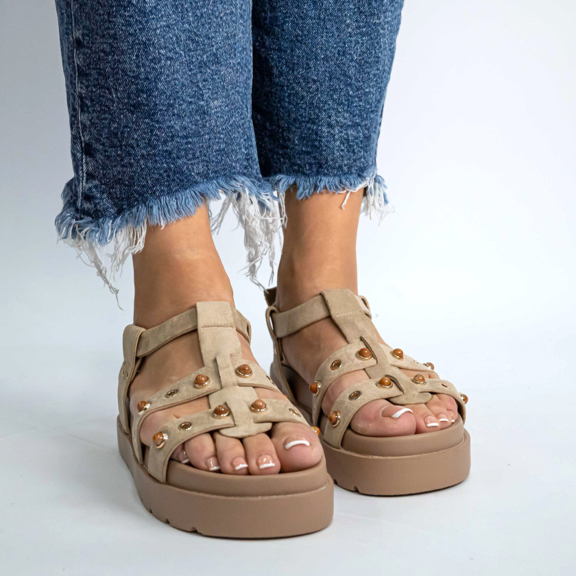 Σανδάλια Flatform με Ανοίγματα στο Πλάι & Τρουκς