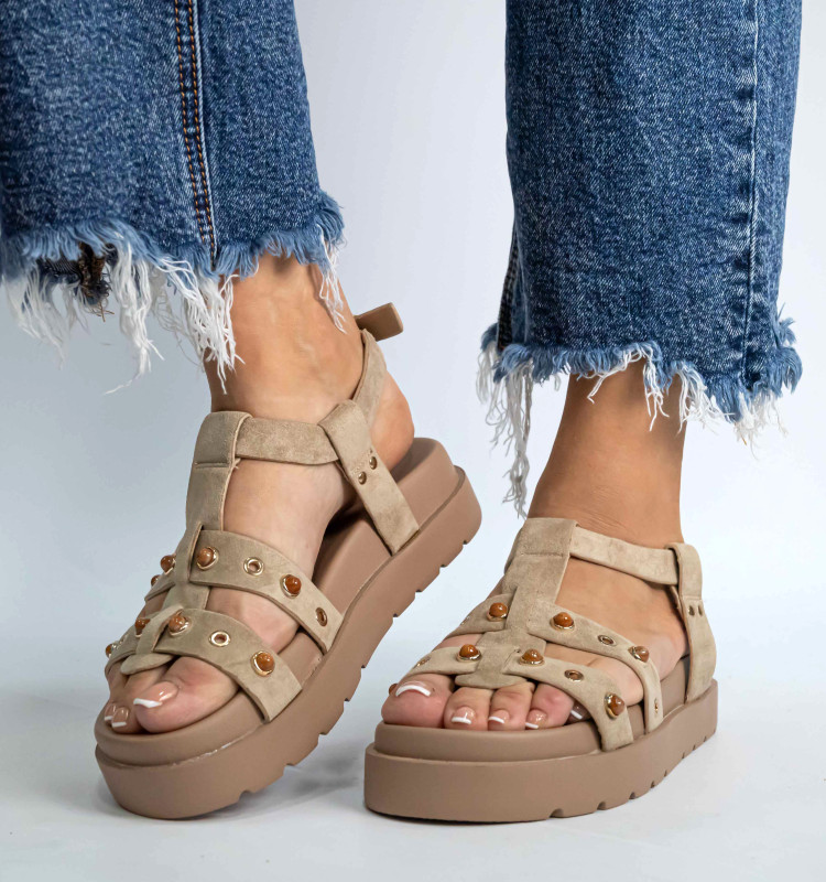 Σανδάλια Flatform με Ανοίγματα στο Πλάι & Τρουκς