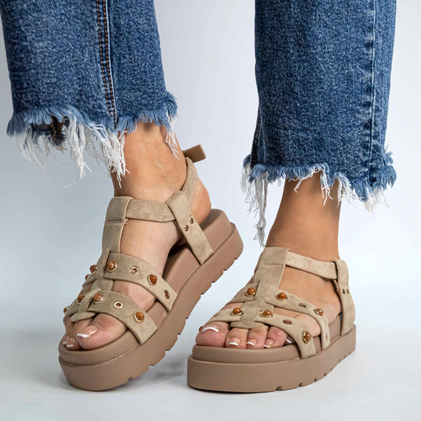 Σανδάλια Flatform με Ανοίγματα στο Πλάι & Τρουκς