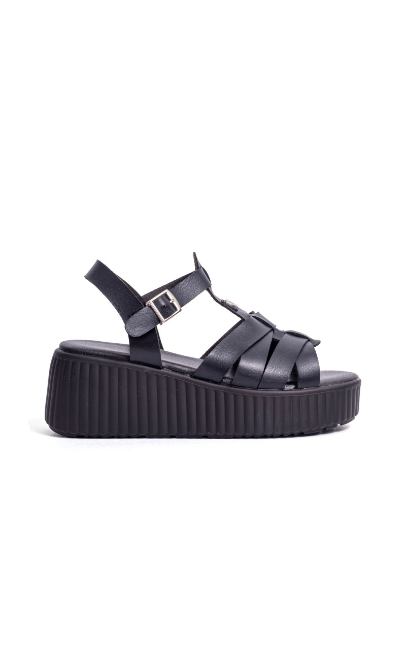 Σανδάλια Flatform με Μπαρέτα Και Πολλαπλά Λουράκια