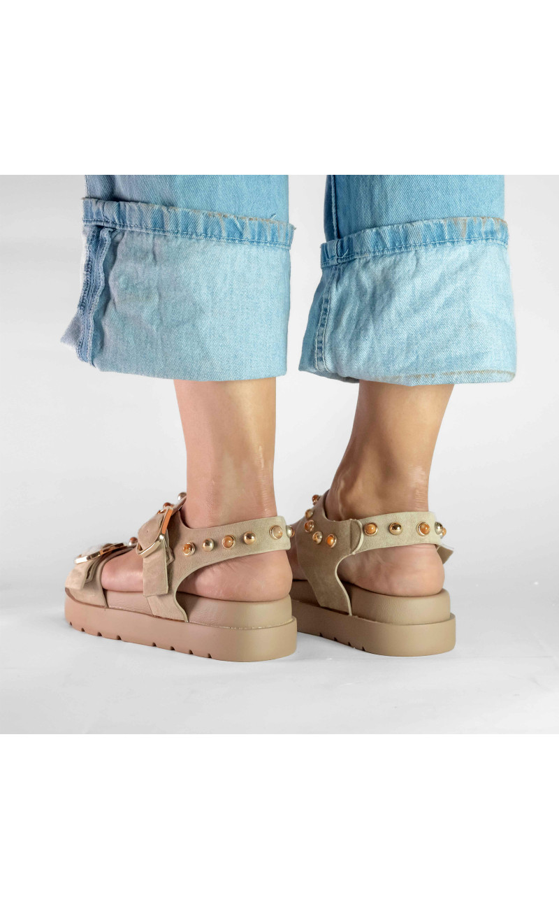 Σανδάλια Flatform με Διπλές Τόκες & Τρουκς
