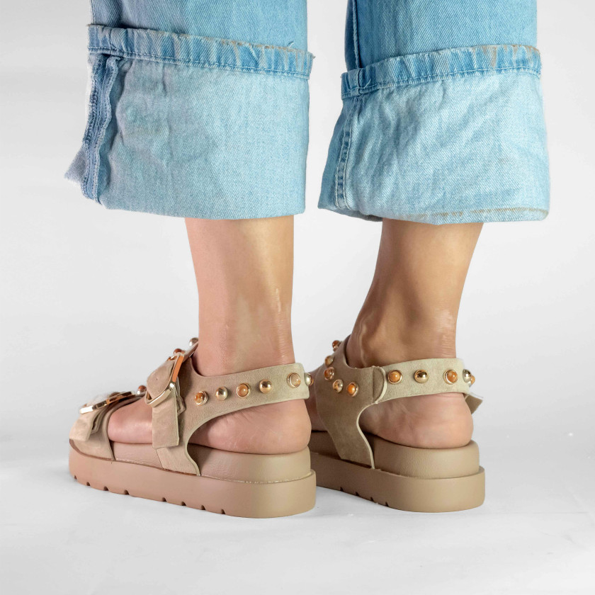 Σανδάλια Flatform με Διπλές Τόκες & Τρουκς