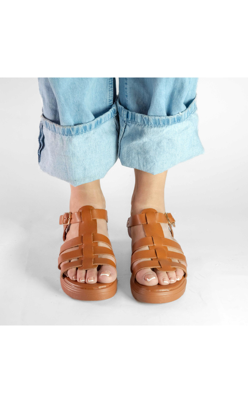 Σανδάλια Flatform με Πολλαπλά Λουράκια