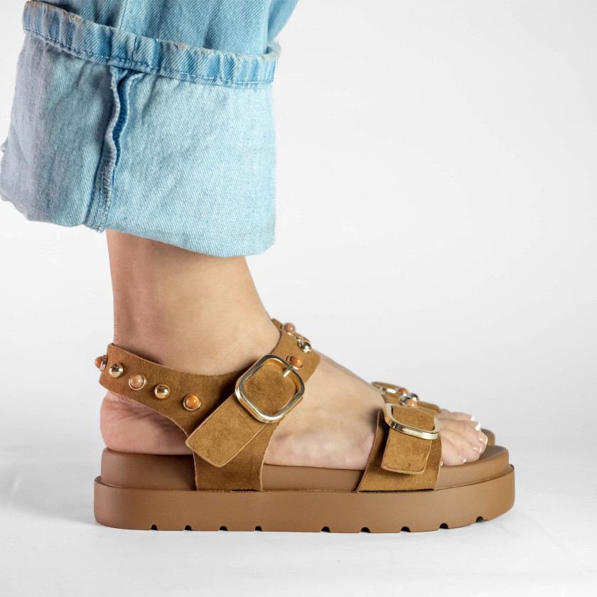 Σανδάλια Flatform με Διπλές Τόκες & Τρουκς