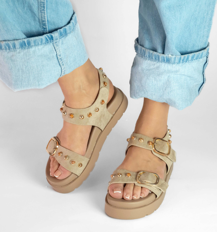 Σανδάλια Flatform με Διπλές Τόκες & Τρουκς