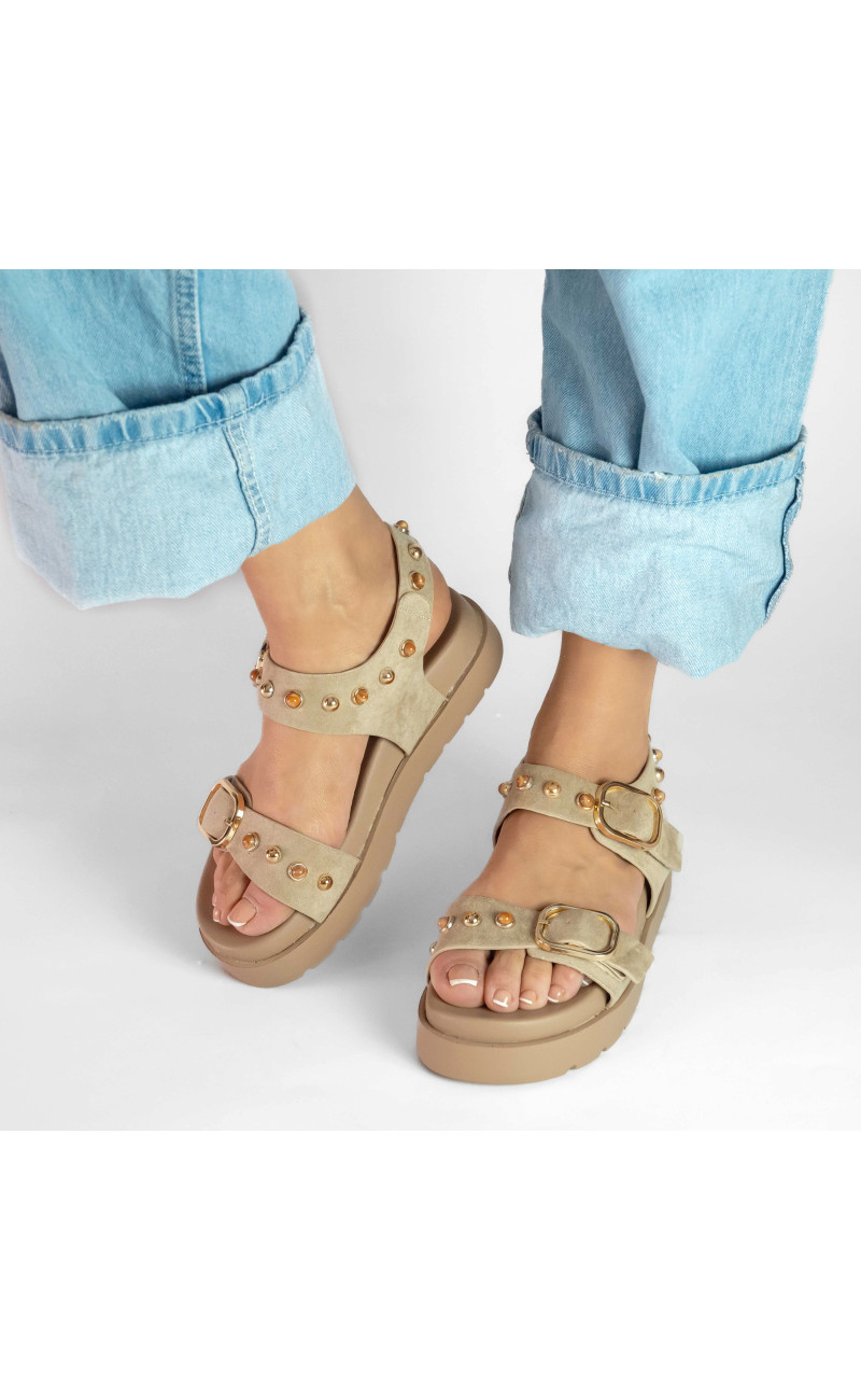 Σανδάλια Flatform με Διπλές Τόκες & Τρουκς