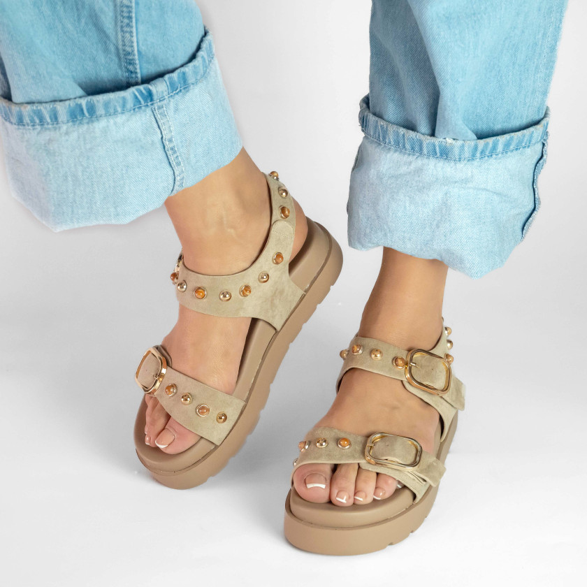 Σανδάλια Flatform με Διπλές Τόκες & Τρουκς